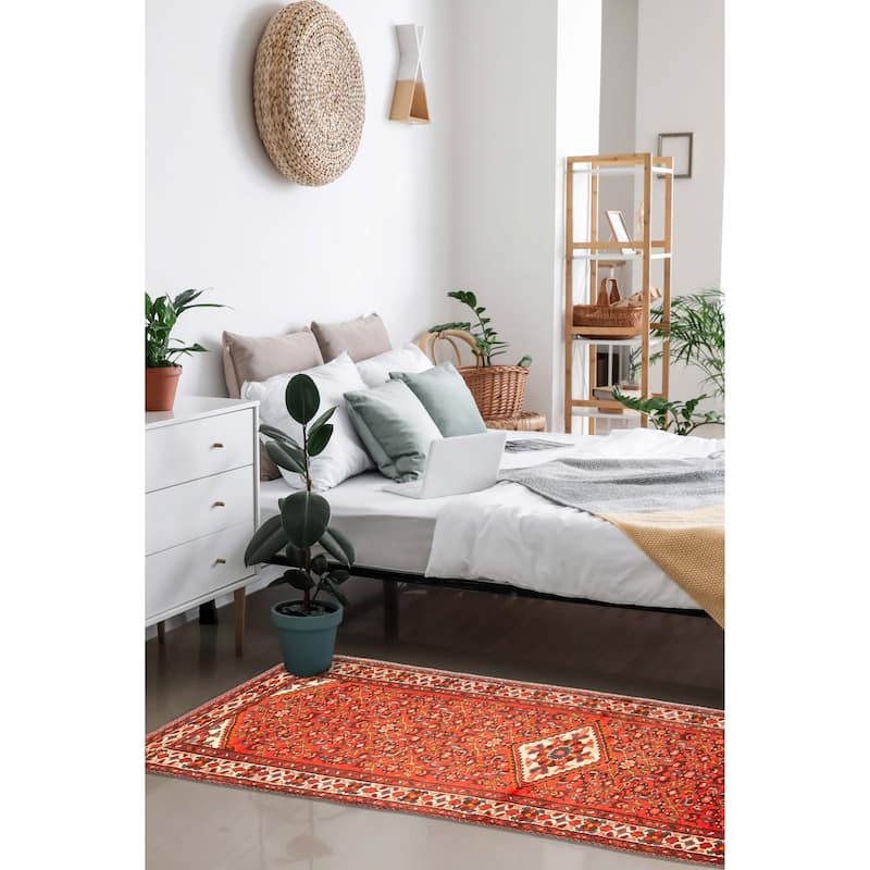 ECARPETGALLERY Hand-knotted Andelz Red Wool Rug - 2'10 x 10'0