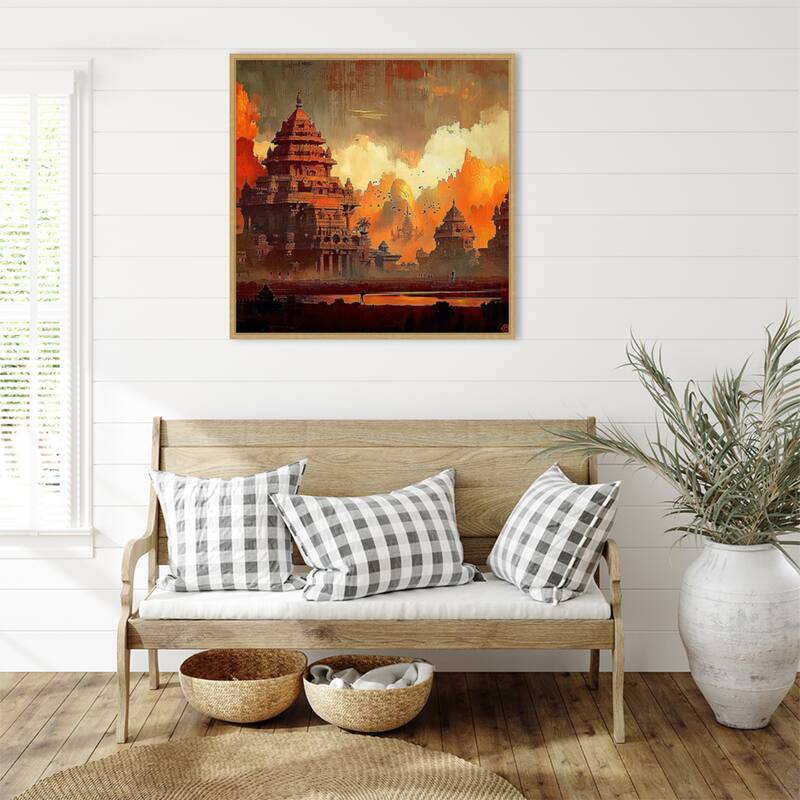 Indian Ancient Temple by Tradelink inhouse artist Framed Canvas Wall Art Print