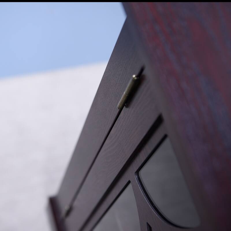 Sideboard Cabinet with 3 Tempered Glass Doors, Buffet Cabinet with Adjustable Shelf, Freestanding Wooden Storage Cabinet