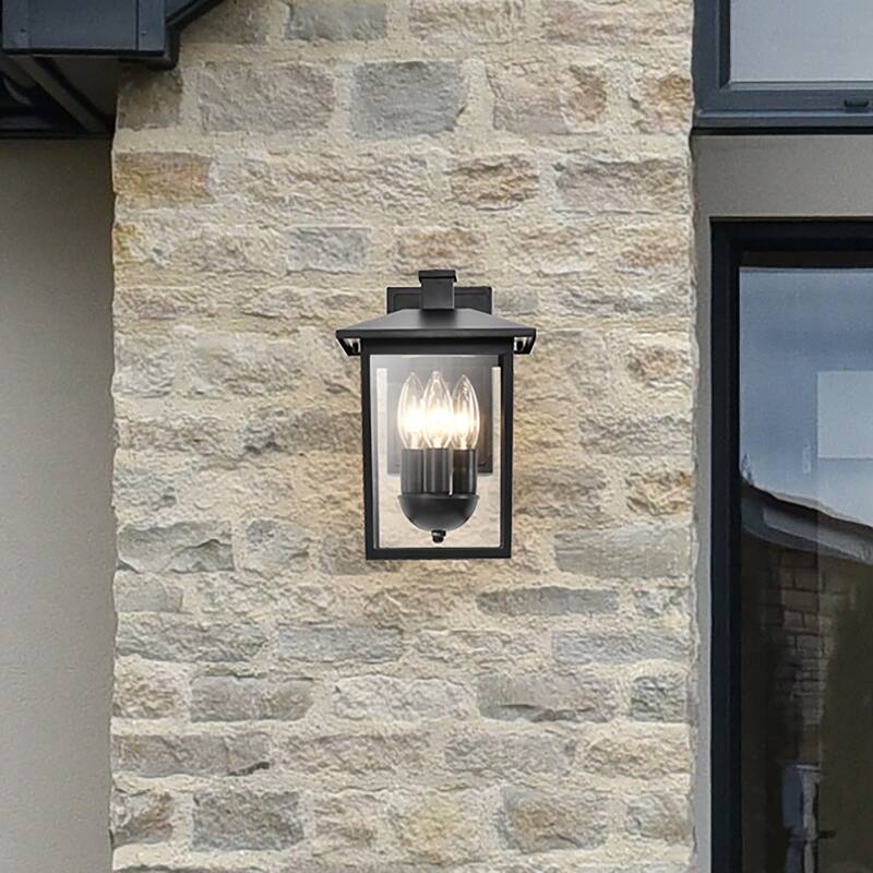 Jamesport Outdoor Small Wall Light Matte Black Finish Clear Glass