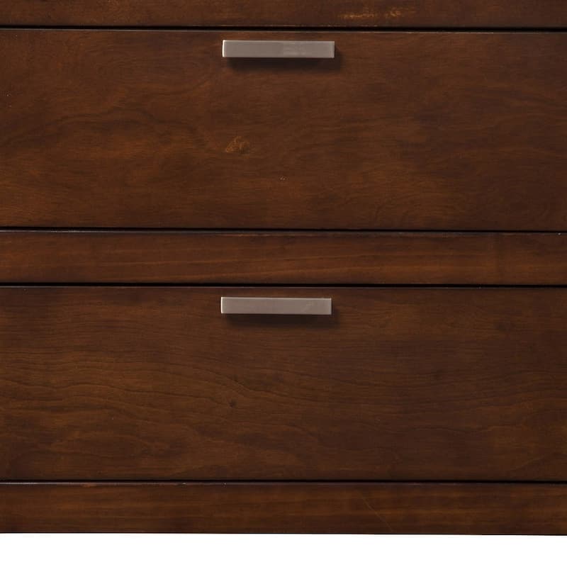 Brown Wood 2-Drawer Rectangular Nightstand with Metal Accents and Legs
