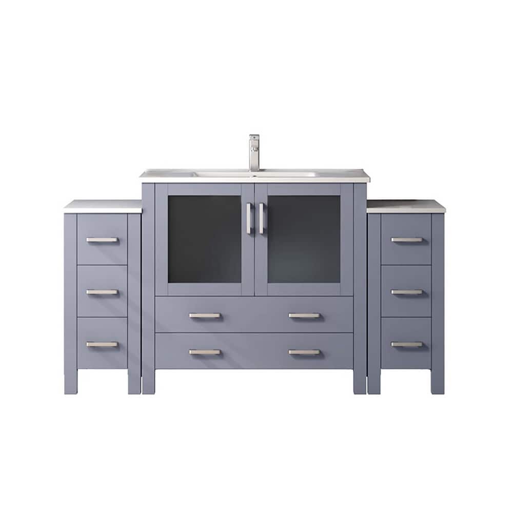 Volez Bath Vanity with Side Cabinets, Ceramic Top & Sink