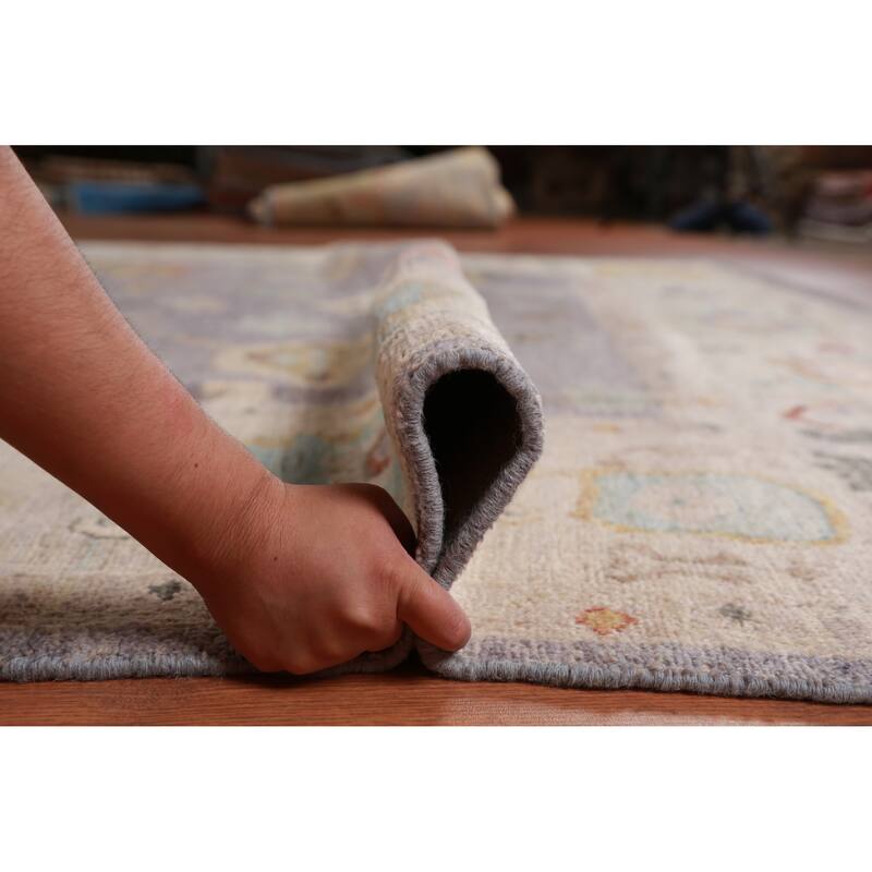 Hand Knotted Oriental 100% Wool Carpet Transitional All-Over Purples Oushak Area Rug - 9' 8'' X 8' 3''