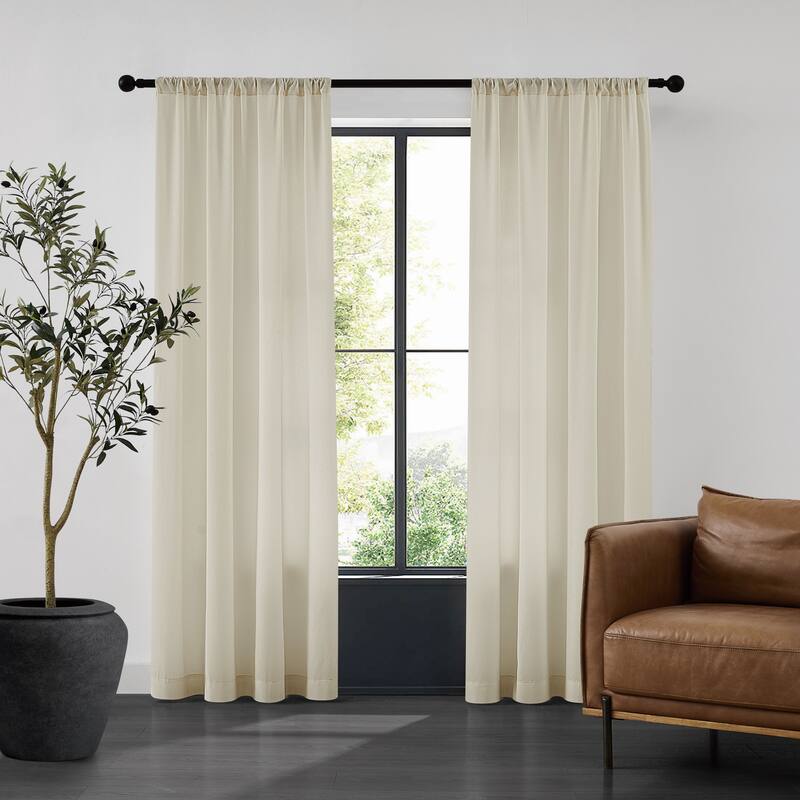 Sheer Barrier Embossed Privacy Panel Pair - (2) 52x84 - Rod - Ivory