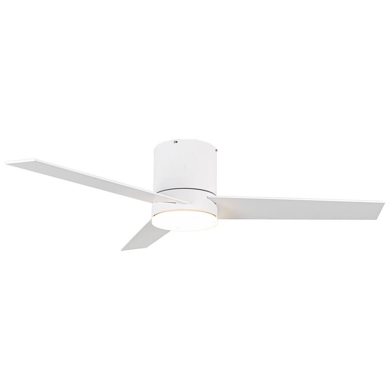 48 inch Modern 3-Blade Wooden Flush Mount Ceiling Fans with Light and Remote