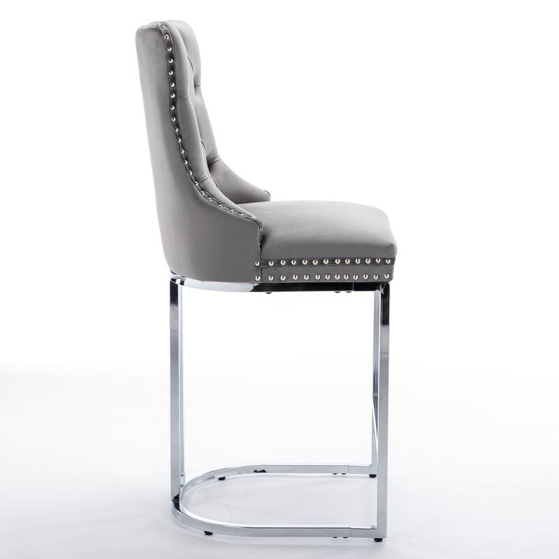 Modern Velvet Barstools Set of 2