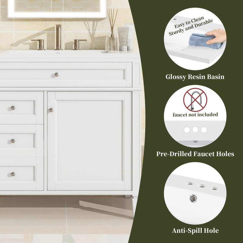 30''/36'' Bathroom Vanity with Top Sink, Modern Bathroom Storage Cabinet with 2 Drawers, a Tip-out Drawer & Adjustable Shelf