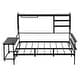 preview thumbnail 18 of 34, Metal Daybed with Movable Desk, Metal Slat Support Bed Frame Metal Grid, Shelves and Clothes Hanger