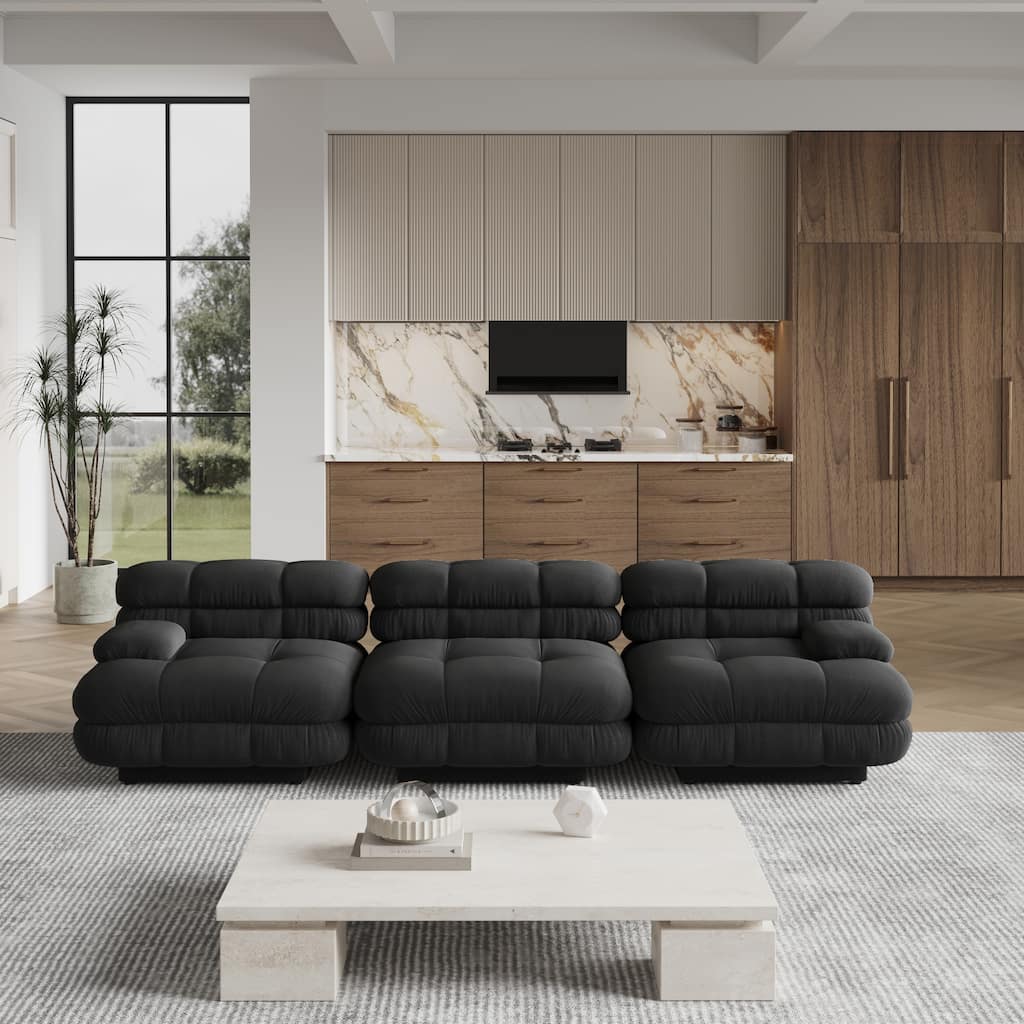 Sectional Sofa, 109'' Modular Sectional Couch Modern Tedy Velvet Sofa 3-Seater Couch for Living Room