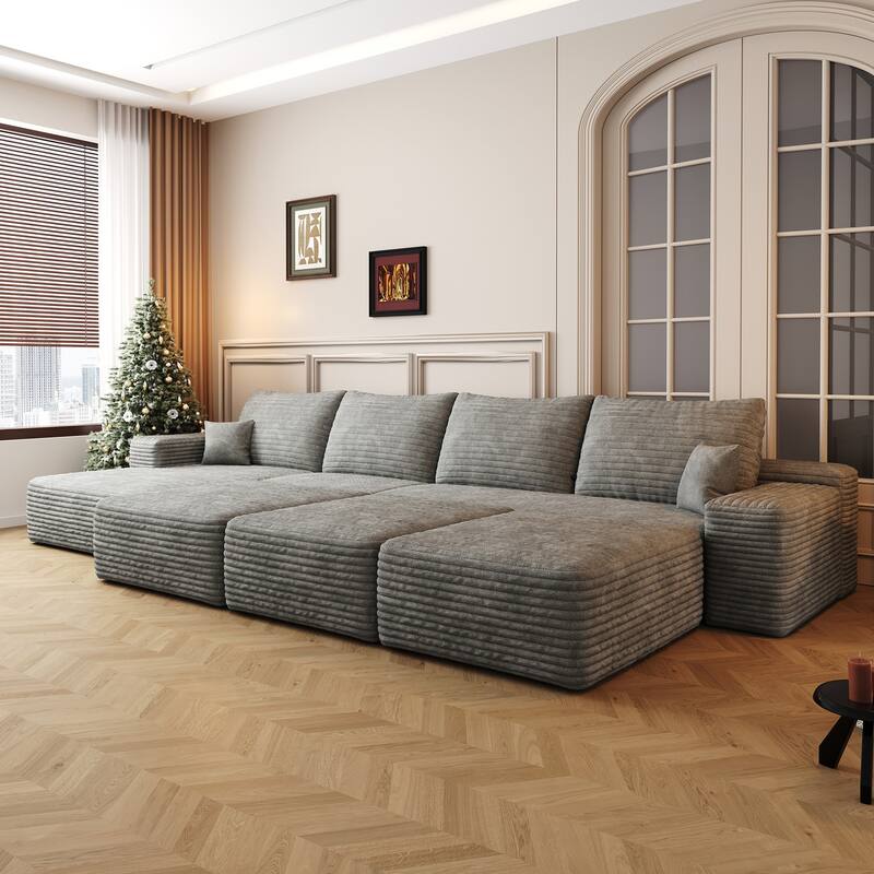 135.4-in Casual Gray 4 -seater Left Reclining Sectional - 8' x 10'