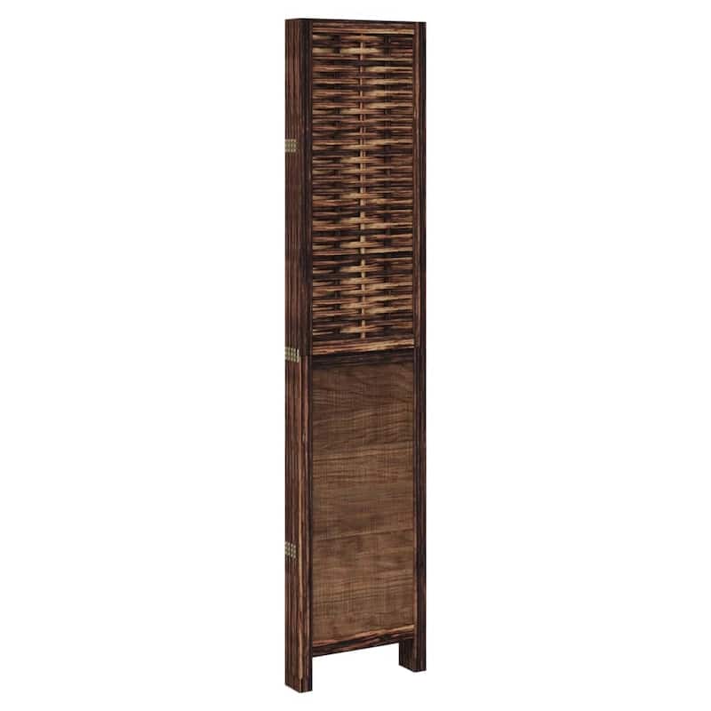 vidaXL Room Divider Privacy Screen Living Room Dark Brown Solid Wood Paulownia