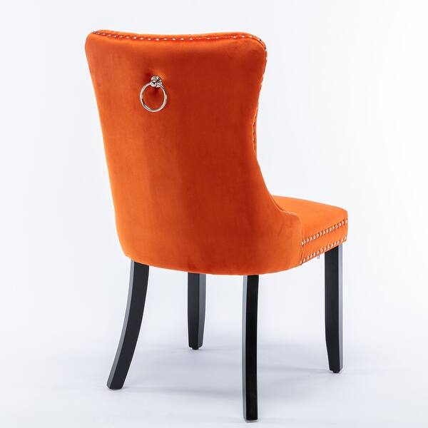 Modern Velvet Upholstered Dining Chair with Wood Legs,Set of 2