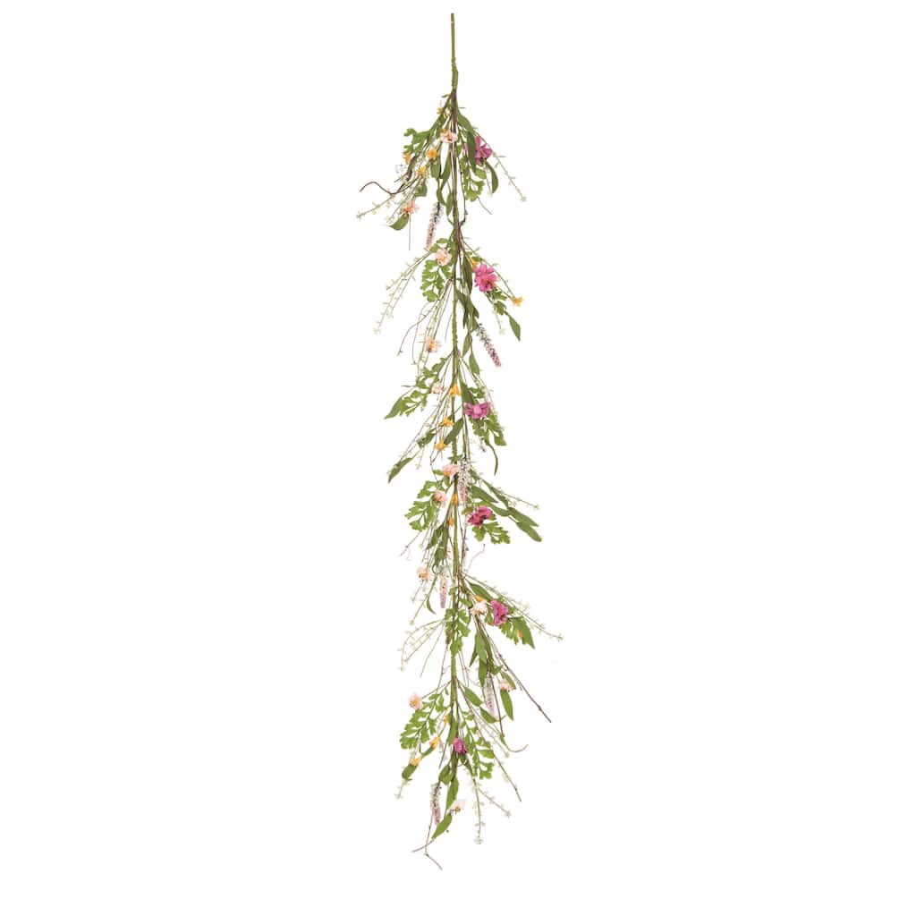 Transpac Natural Fiber 66.93" Multicolor Spring Faux Dried Flower and Twig Garland