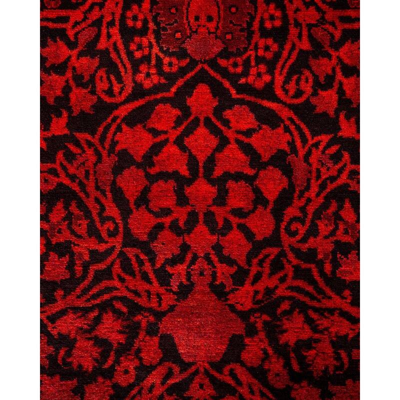 Overton Hand Knotted Wool Vintage Inspired Modern Contemporary Overdyed Red Runner Rug - 3' 0" x 11' 0"