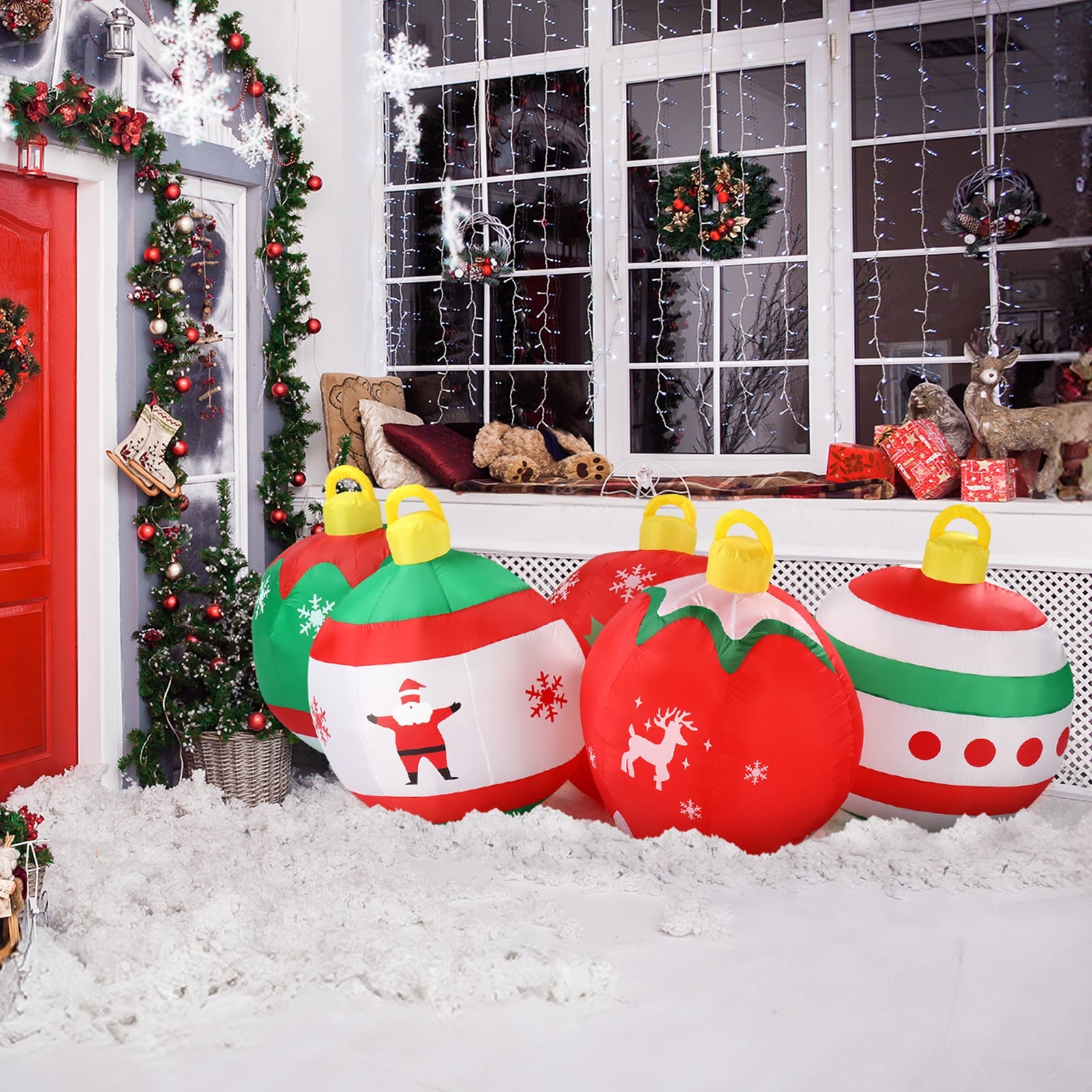 6.9 FT Lighted Christmas Inflatable Decoration with LED Lights Funny 5 Christmas Balls for Yard Garden On Sale Bed Bath Beyond 42195360