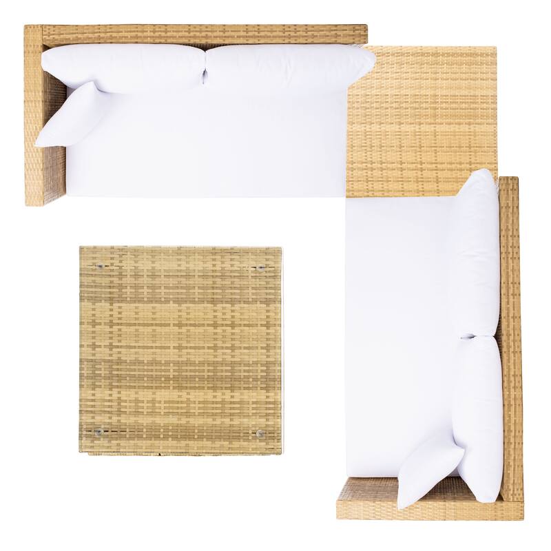 SAFAVIEH Helga Outdoor 4-Piece Conversation Patio Set with Storage - 57"W x 31"D x 26"H