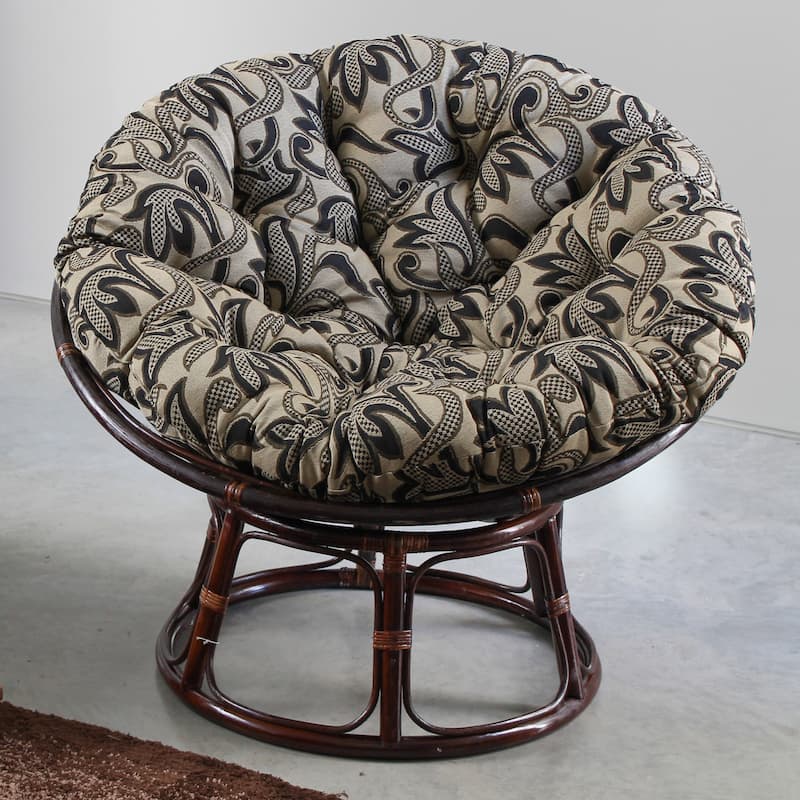 Bali 42-inch Rattan Papasan Chair with Tapestry Cushion