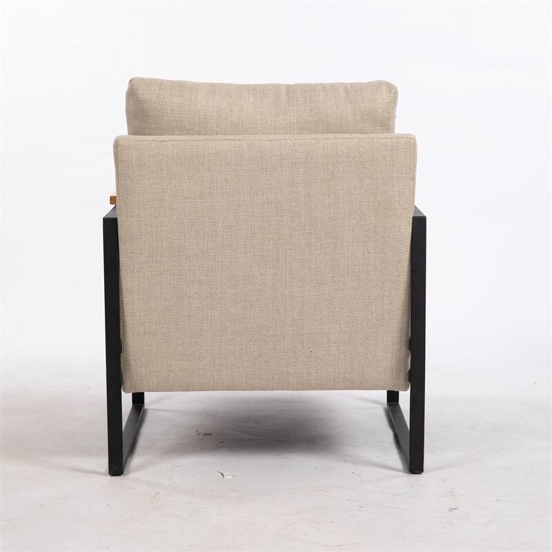 Leather Accent Chair with Metal Frame for Living Room