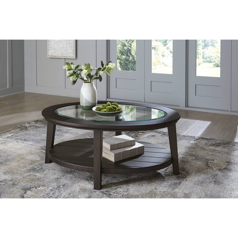 Signature Design by Ashley Celamar Dark Brown Coffee Table - 47.88"W x 34"D x 20.13"H