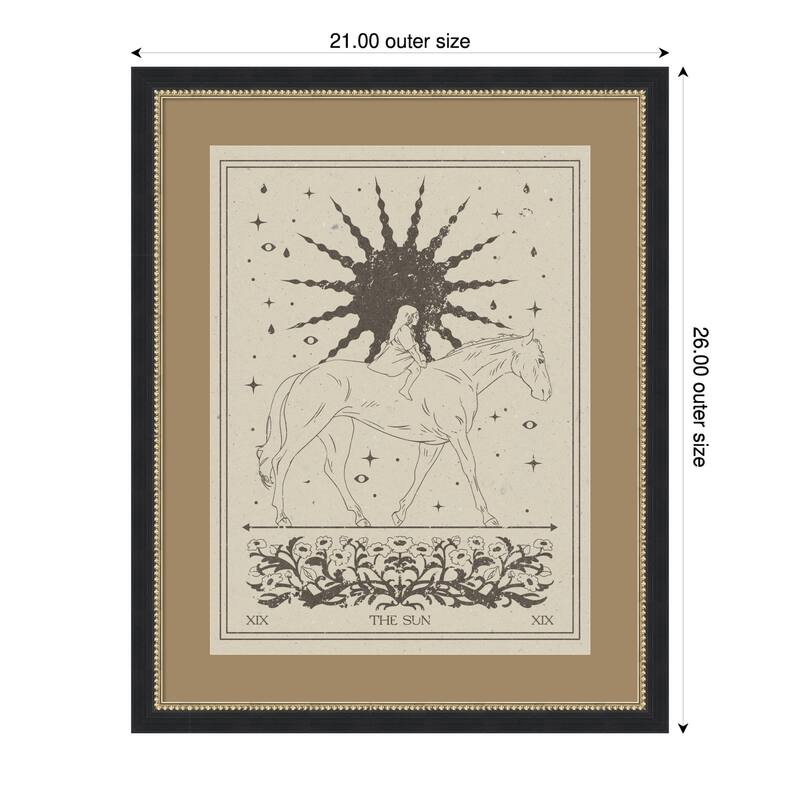 The Sun by Nktn Wood Framed Wall Art Print - Black - 21 x 26 in - Brown Mat