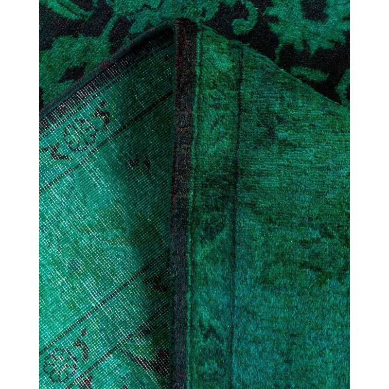 Overton Hand Knotted Wool Vintage Inspired Modern Contemporary Overdyed Green Area Rug - 3' 1" x 5' 5"