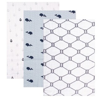 Hudson Baby Infant Boy Cotton Muslin Swaddle Blankets, Blue Whale, One Size - Blue Whale - 3-Pack
