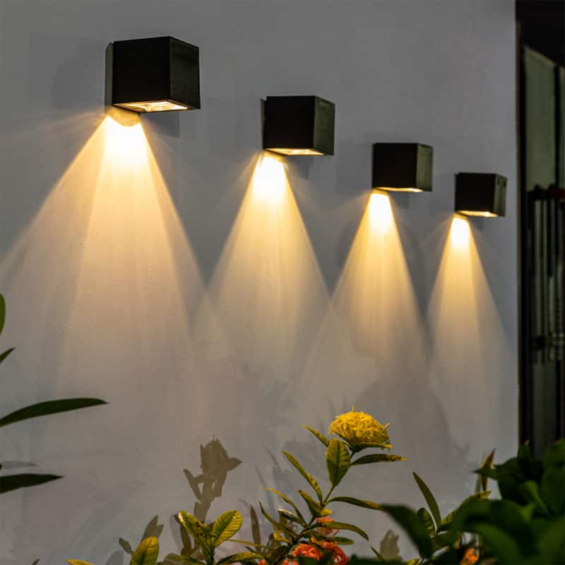 3.2" Outdoor Solar Cube LED Wall Sconce - 4 Packs