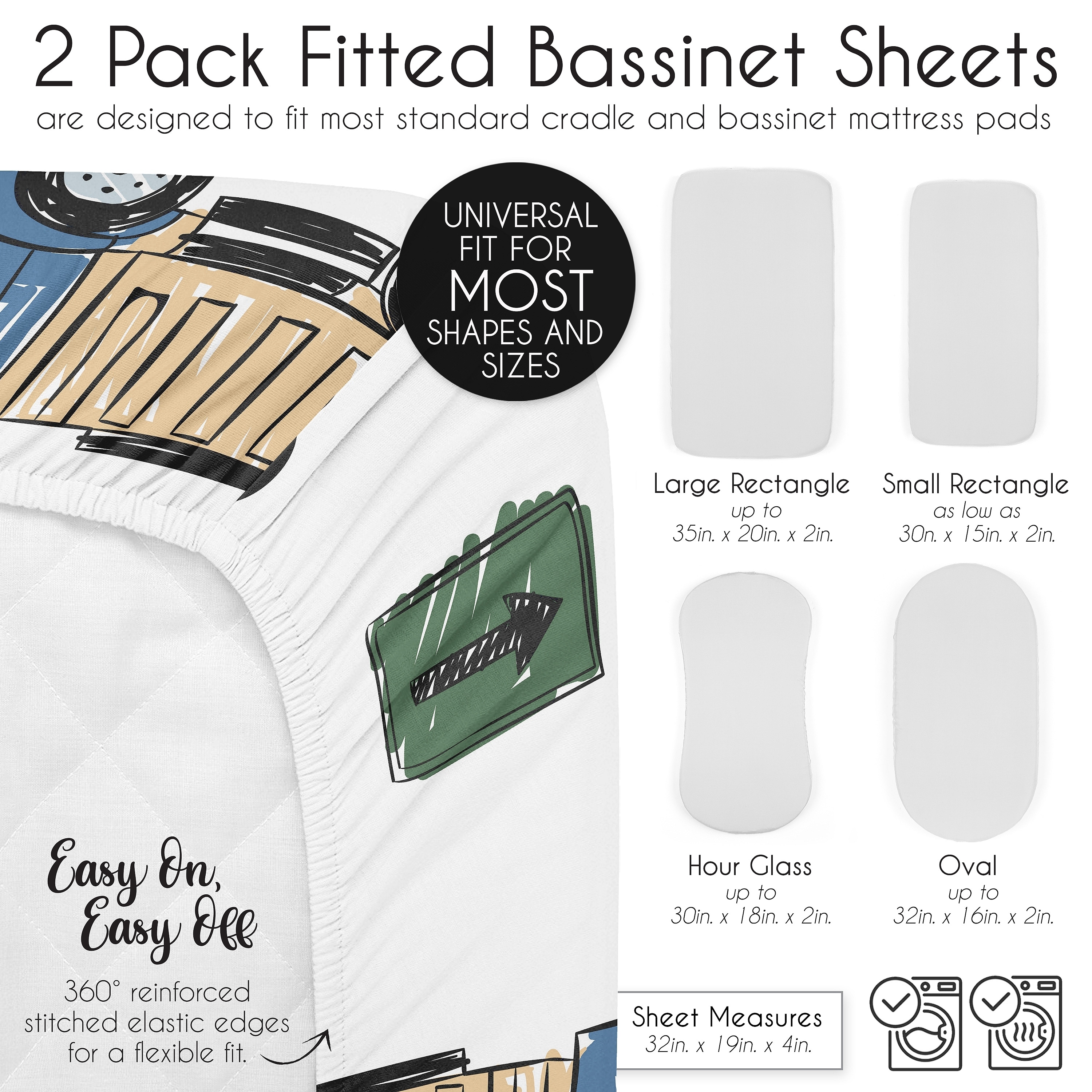 Sweet Jojo Designs Construction Truck Fitted Crib Sheets Set of 2