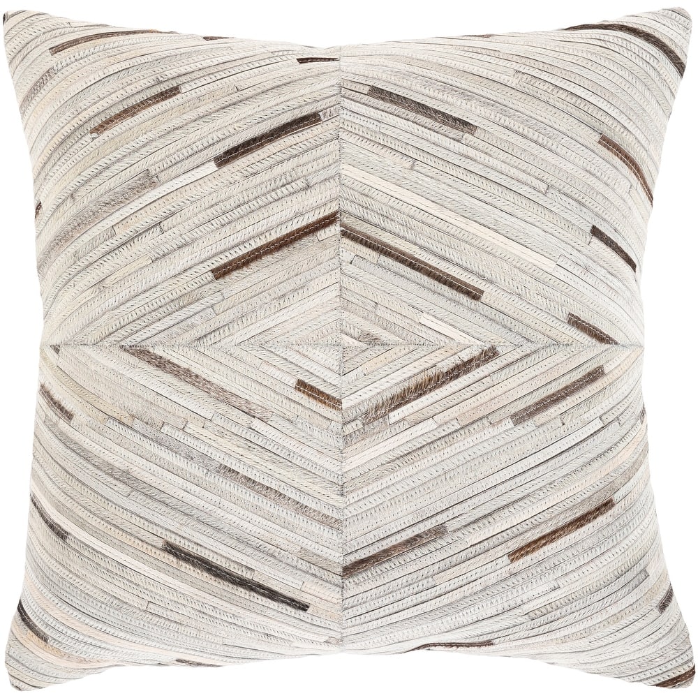 Danyal Striped Neutral Hair on Hide Throw Pillow