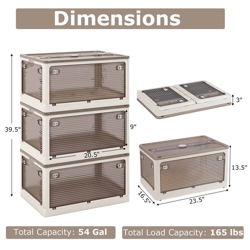 Costway 3/6 Pack Stackable Storage Bins with Lids 54 Gallon