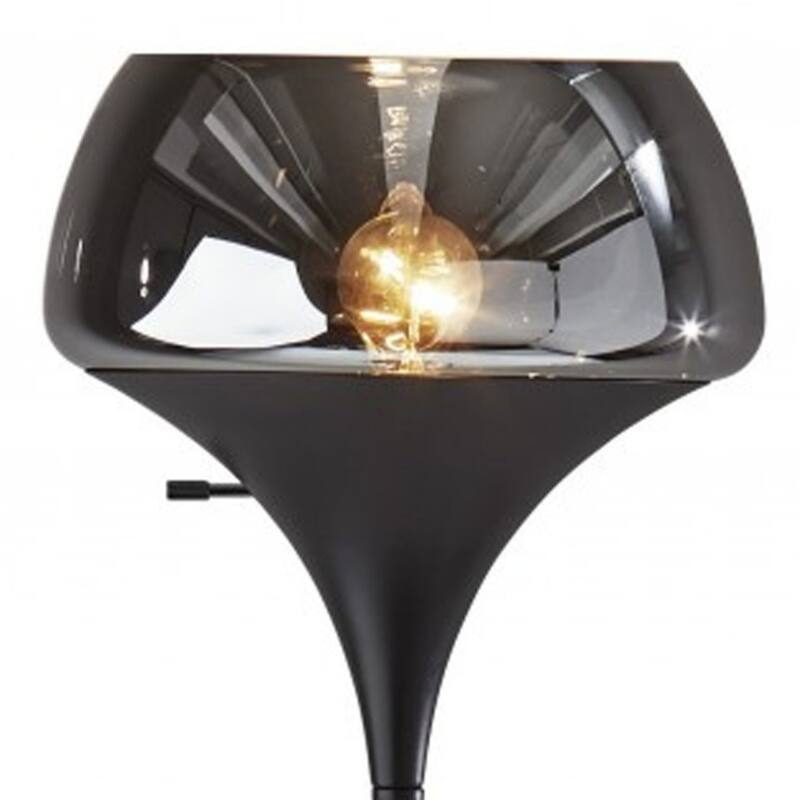 70-Inch Black Floor Lamp with Black Glass Shade and Adjustable Light - 12” x 12” x 69.50”