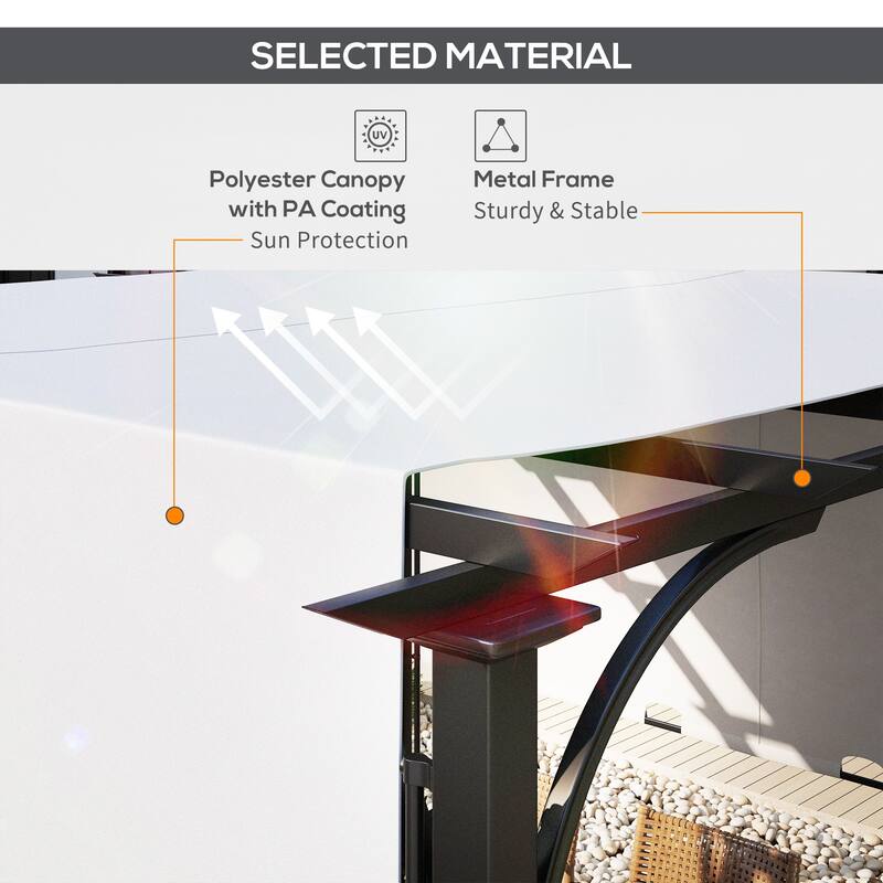 Outsunny 10' x 10' Outdoor Pergola Patio Gazebo Retractable Canopy Sun Shelter with Steel Frame