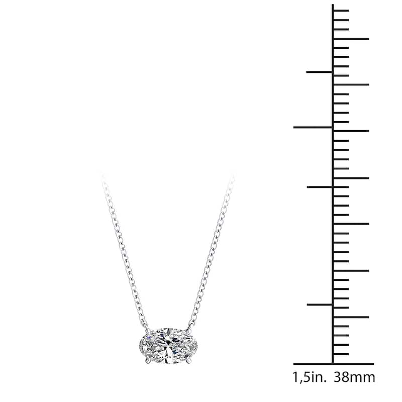 Auriya 1/2ctw East West Oval Solitaire Diamond Necklace 14k Gold Prong-set (H-I, I1-I2)