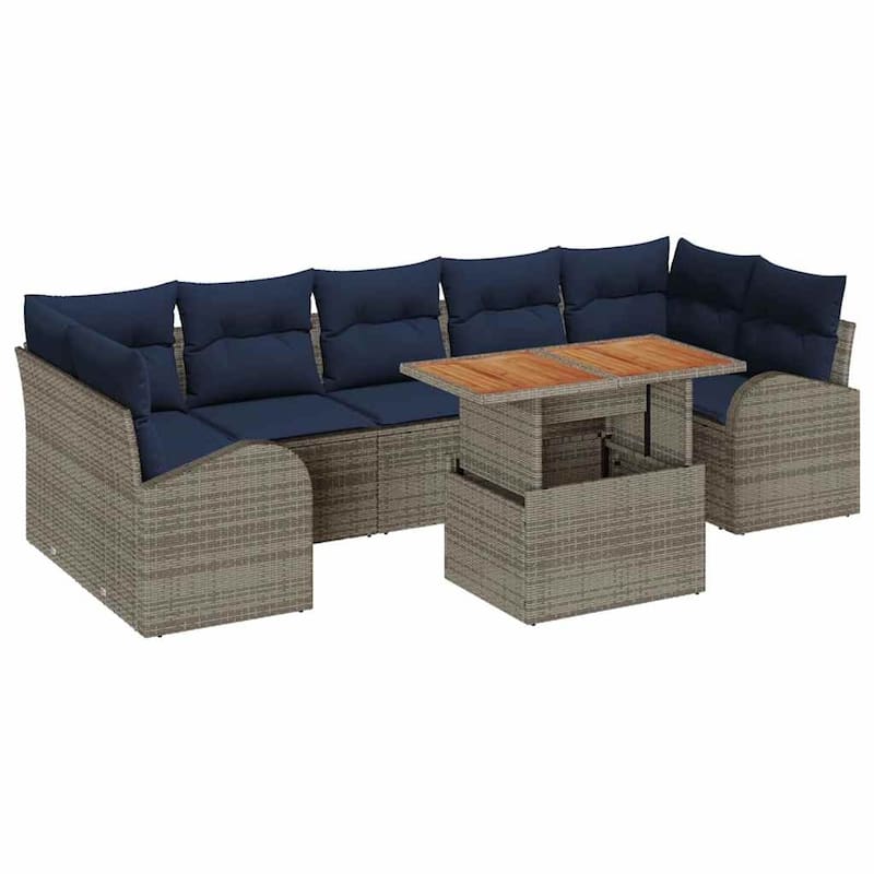 vidaXL 8 Piece Garden Sofa Set with Cushions - 113.8×48.8×27.2