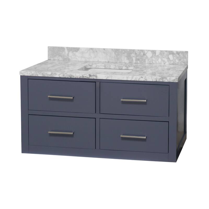 KitchenBathCollection Helsinki 48" Bathroom Vanity with Carrara Marble Top
