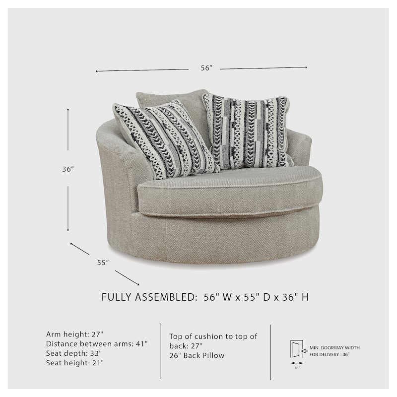 Signature Design by Ashley Calnita Brown/Gray Oversized Swivel Accent Chair - 56"W x 55"D x 36"H