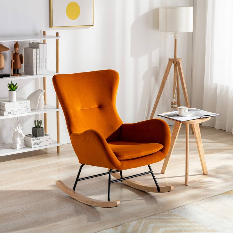 Rocking Chair With High Backrest And Armrests