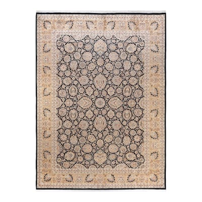 Overton Hand Knotted Wool Vintage Inspired Traditional Mogul Black Area Rug - 9 x 12