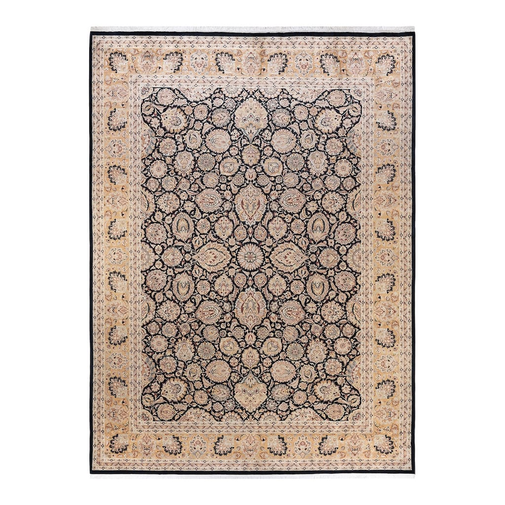 Overton Hand Knotted Wool Vintage Inspired Traditional Mogul Black Area Rug - 9 x 12