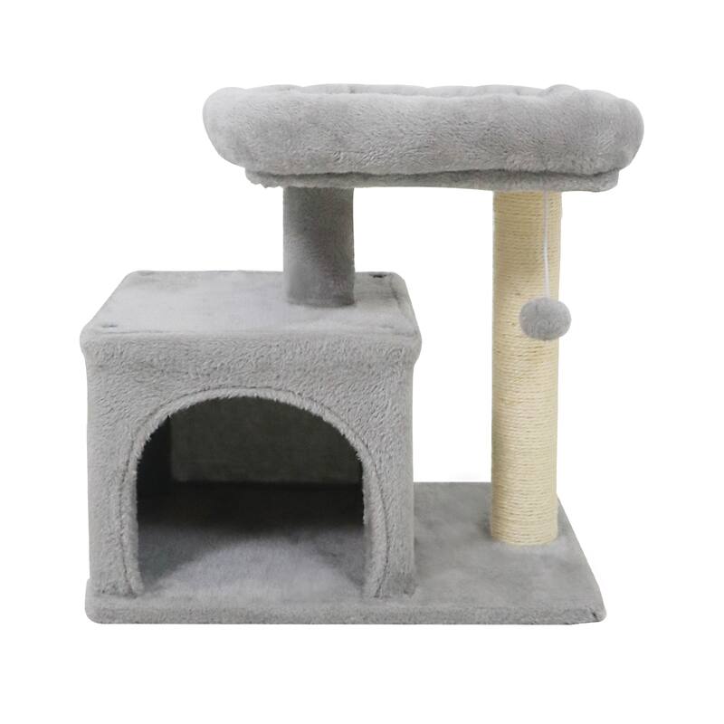 Gymax 19.5'' Small Cat Tree w/Large Padded Plush Perch Condo Sisal