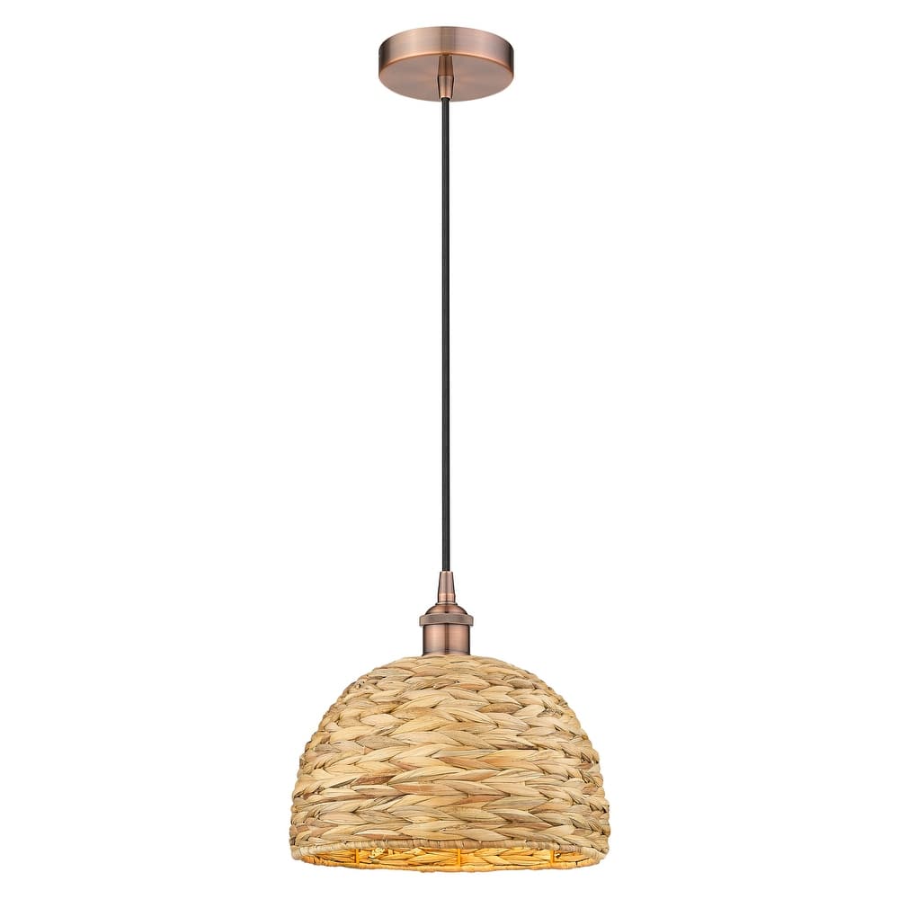 Innovations Lighting Endless Possibilities Edison - Woven Rattan - 1 Light 12" Cord Hung Mini Pendant
