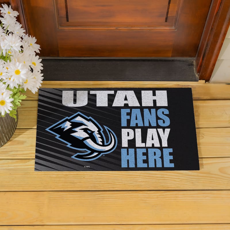 28 in. x 16 in. Utah Mammoth "Fans Play Here" PVC Door Mat