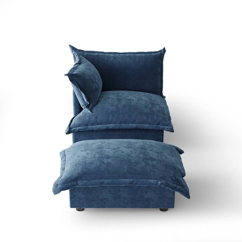 Casual 40"W Oversized Soft Comfy Cloud Chenille Chaise Lounge with Ottoman