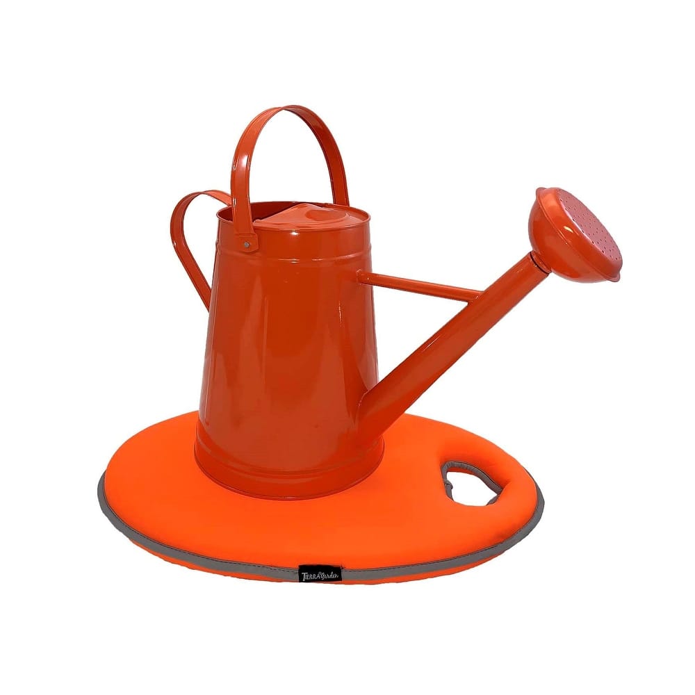 2.1 Gallon Traditional Metal Watering Can with 20"L x 12.25"W Memory Foam Kneeling Cushion
