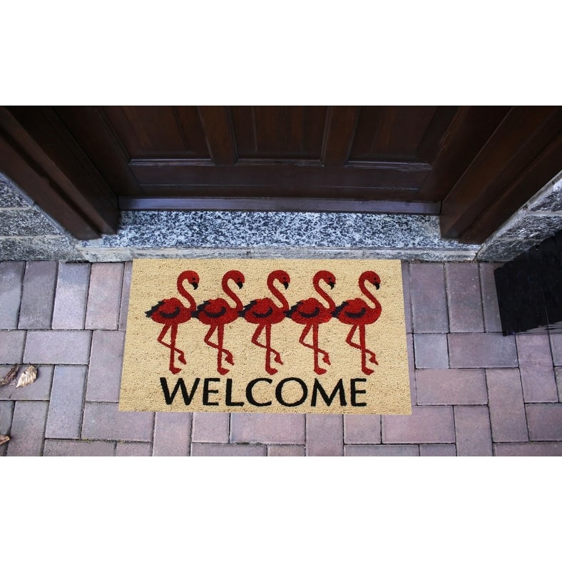 A1HC Natural Coir Doormat with Classic Design PVC Backing,0.75 Inch Pile Height, Natural Color, Front Outdoor Double Doormat