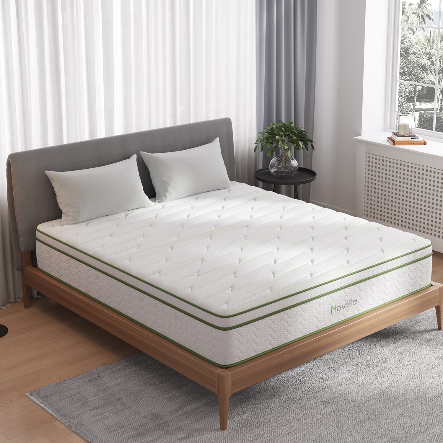 Novilla 12Inch Gel Memory Foam Hybrid Mattress with Pocketed Coil On