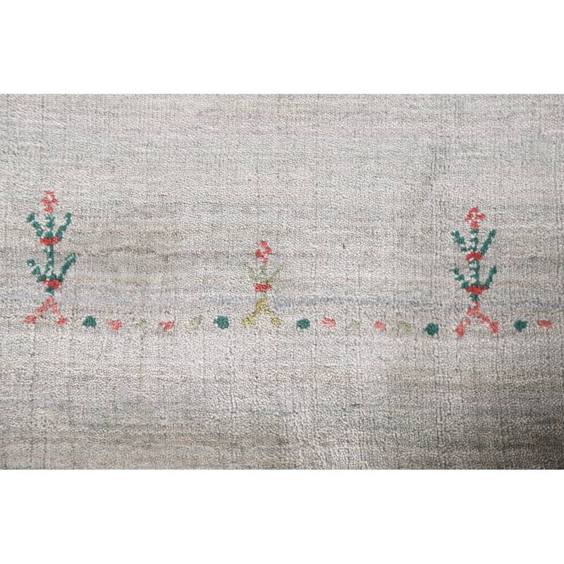 Gabbeh Indian Area Rug Handmade Tribal Beige Wool Carpet - 7'10"x 9'9"