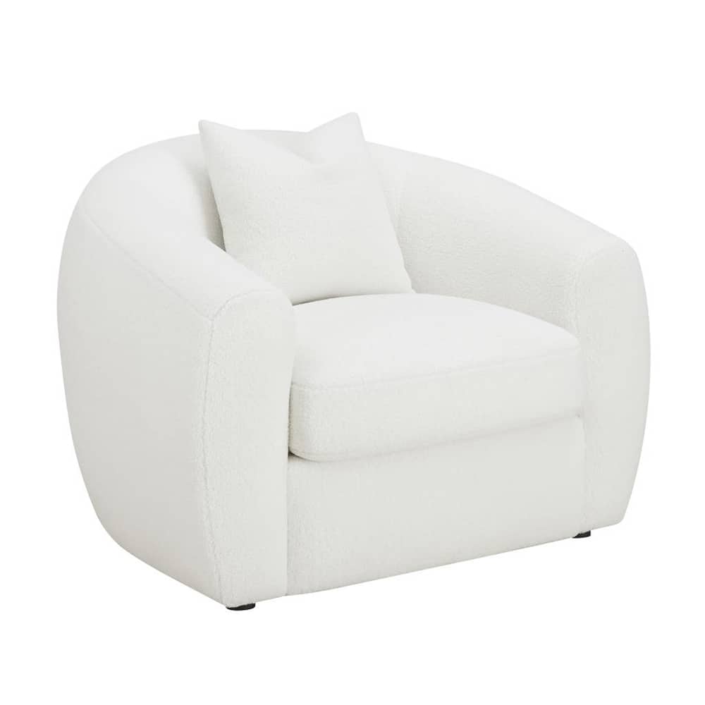 Fabric Upholstered Accent Chair with One Accent Pillow in Natural and Black
