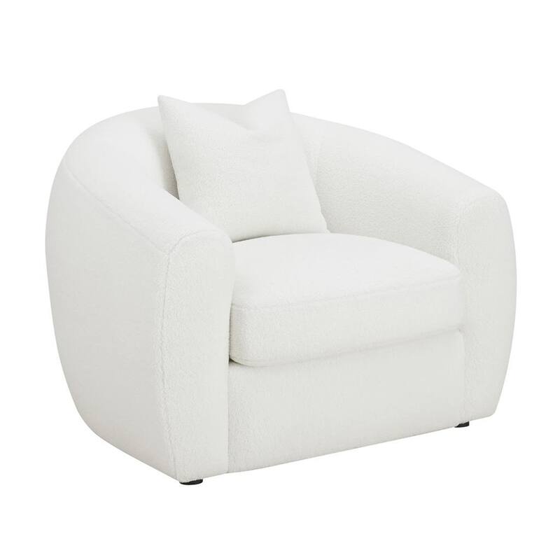 Fabric Upholstered Accent Chair with One Accent Pillow in Natural and Black - Natural/Black