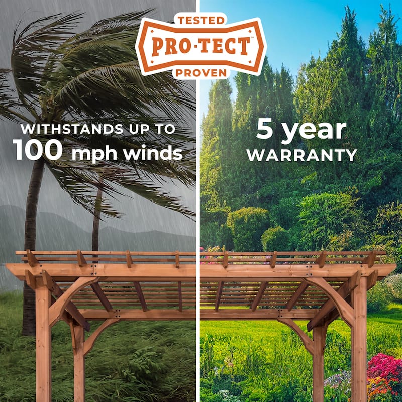 Backyard Discovery Beaumont 14'x12' Cedar Wood Pergola w/ Trellis Roof